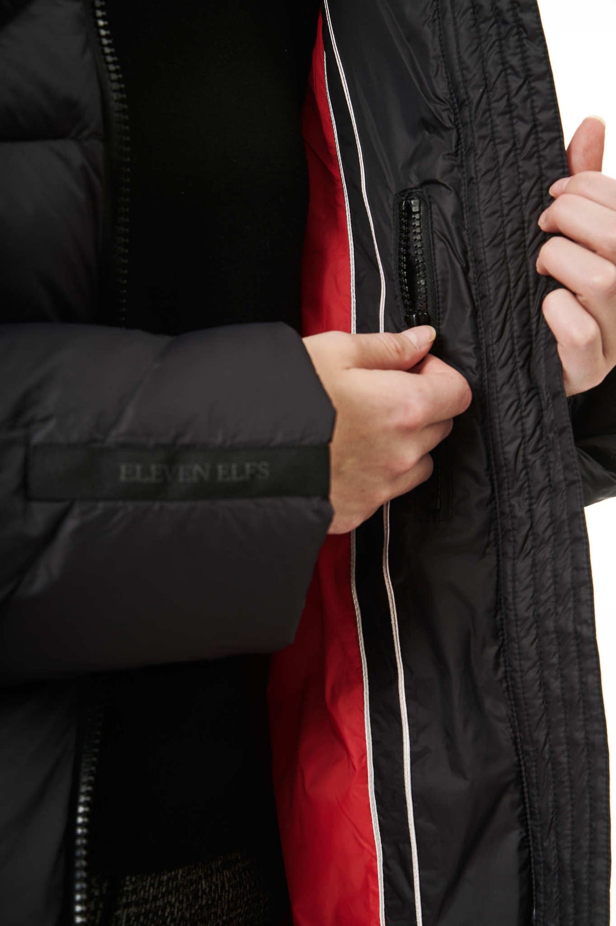 Finnja Down Coat | Black & Chili Red 5