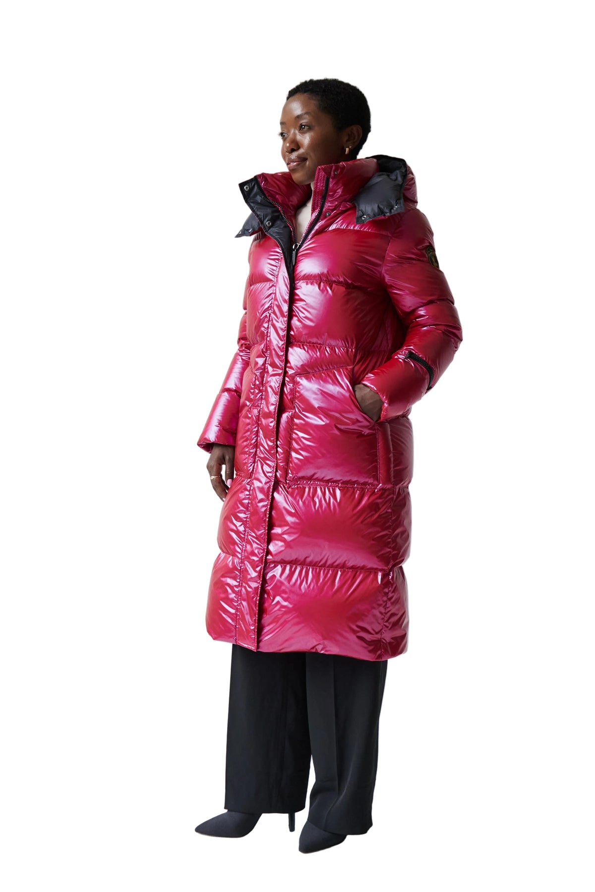 Fria Long Down Coat | Dark Lipstick Red 4