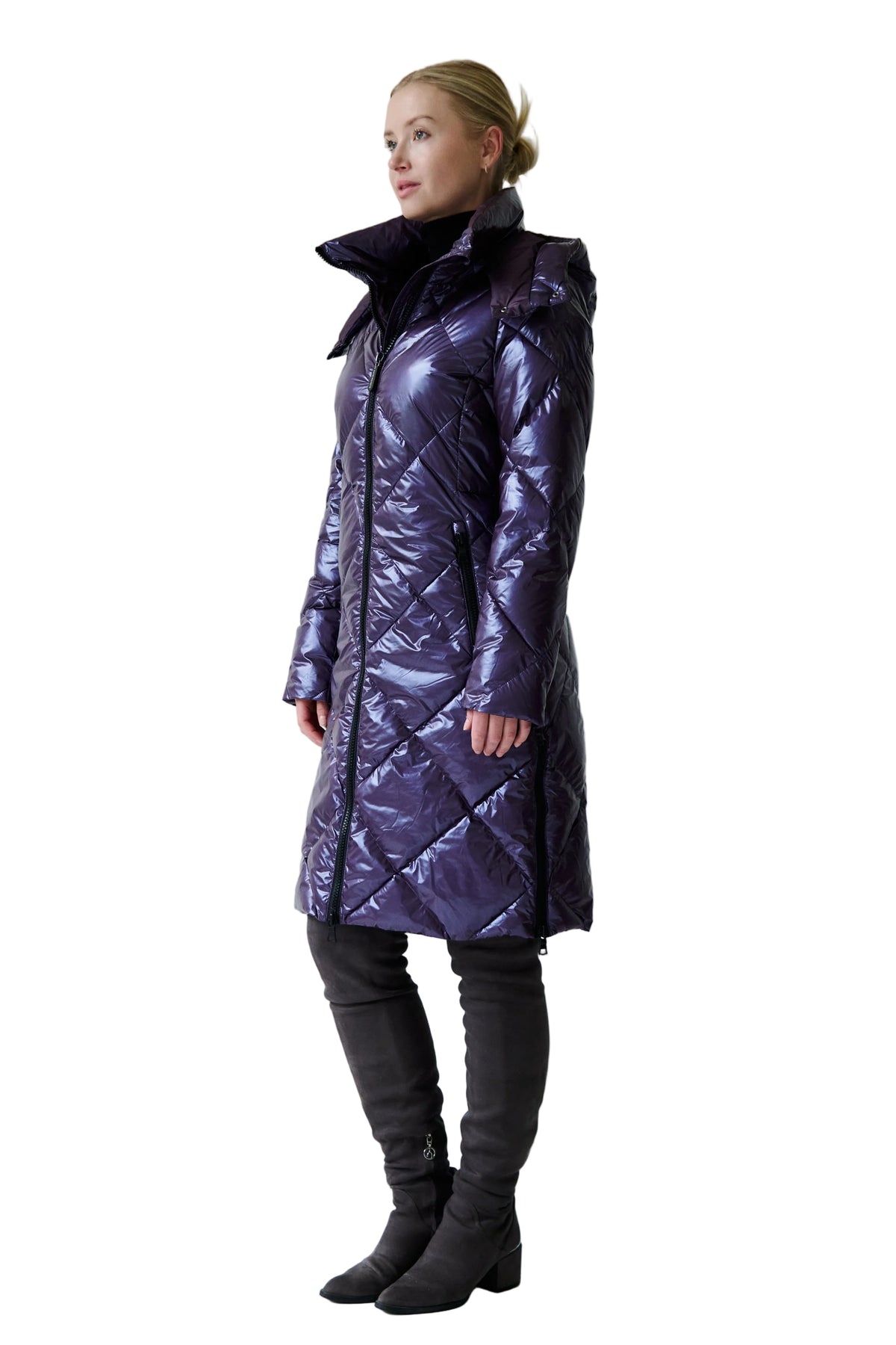 Saga Long Vegan Down Coat | Aubergine