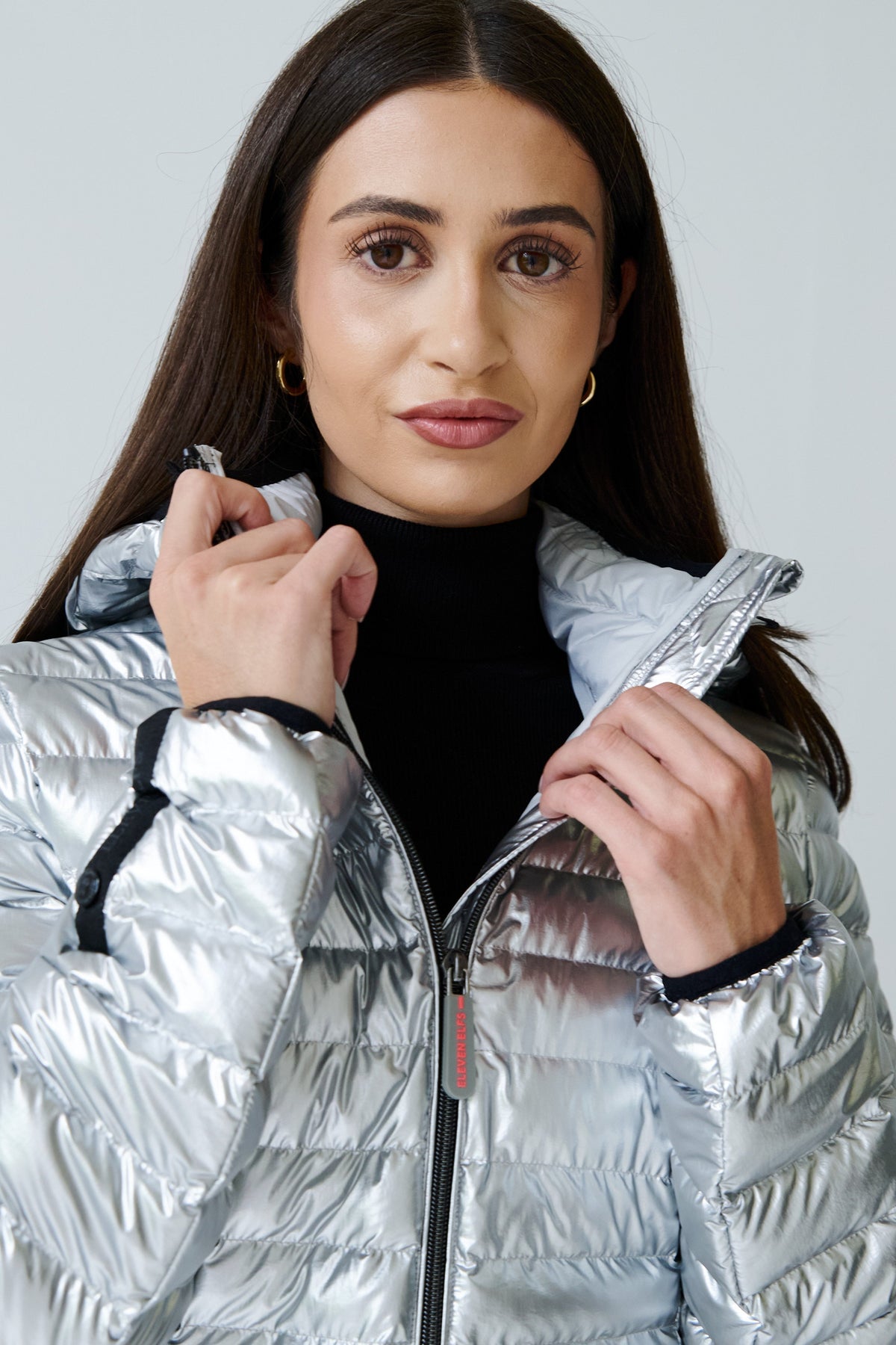 Shannon Vegan Down Jacket | Metallic Silver 2