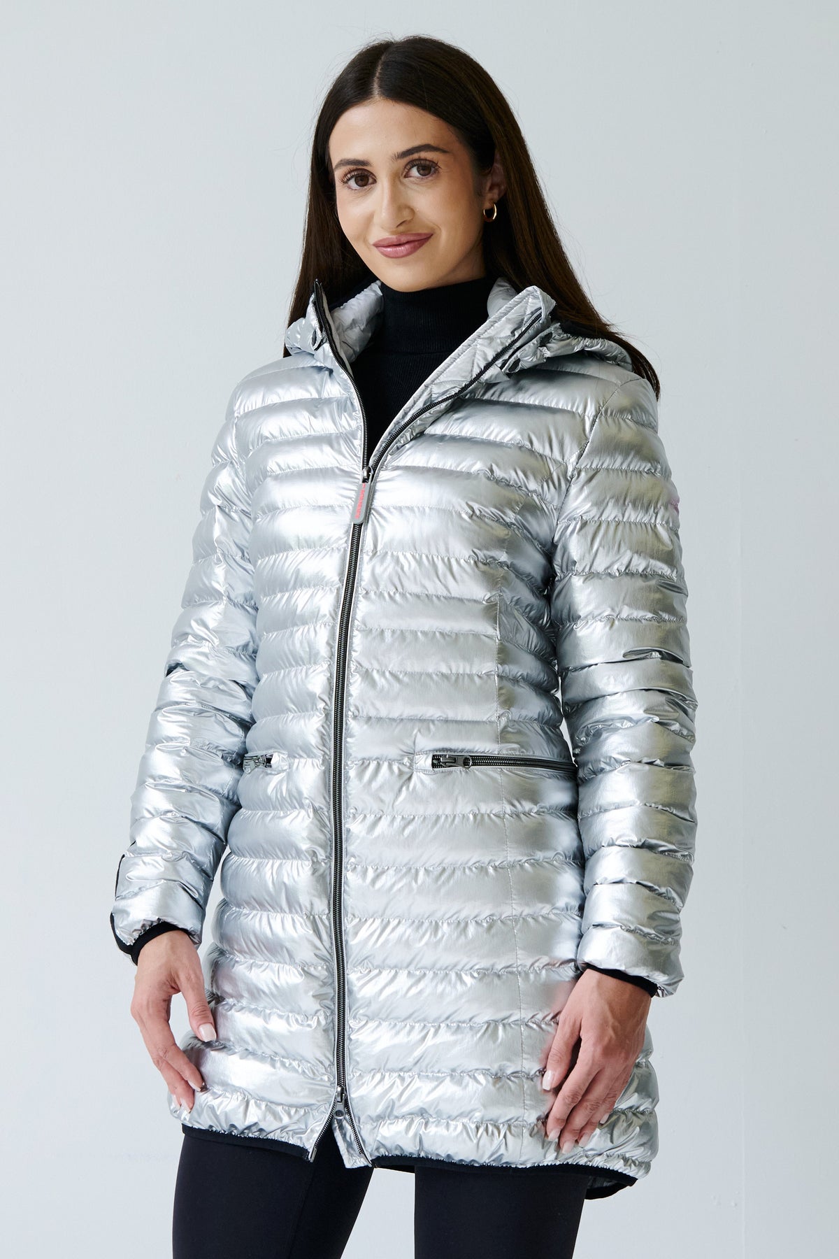 Shannon Vegan Down Jacket | Metallic Silver 3