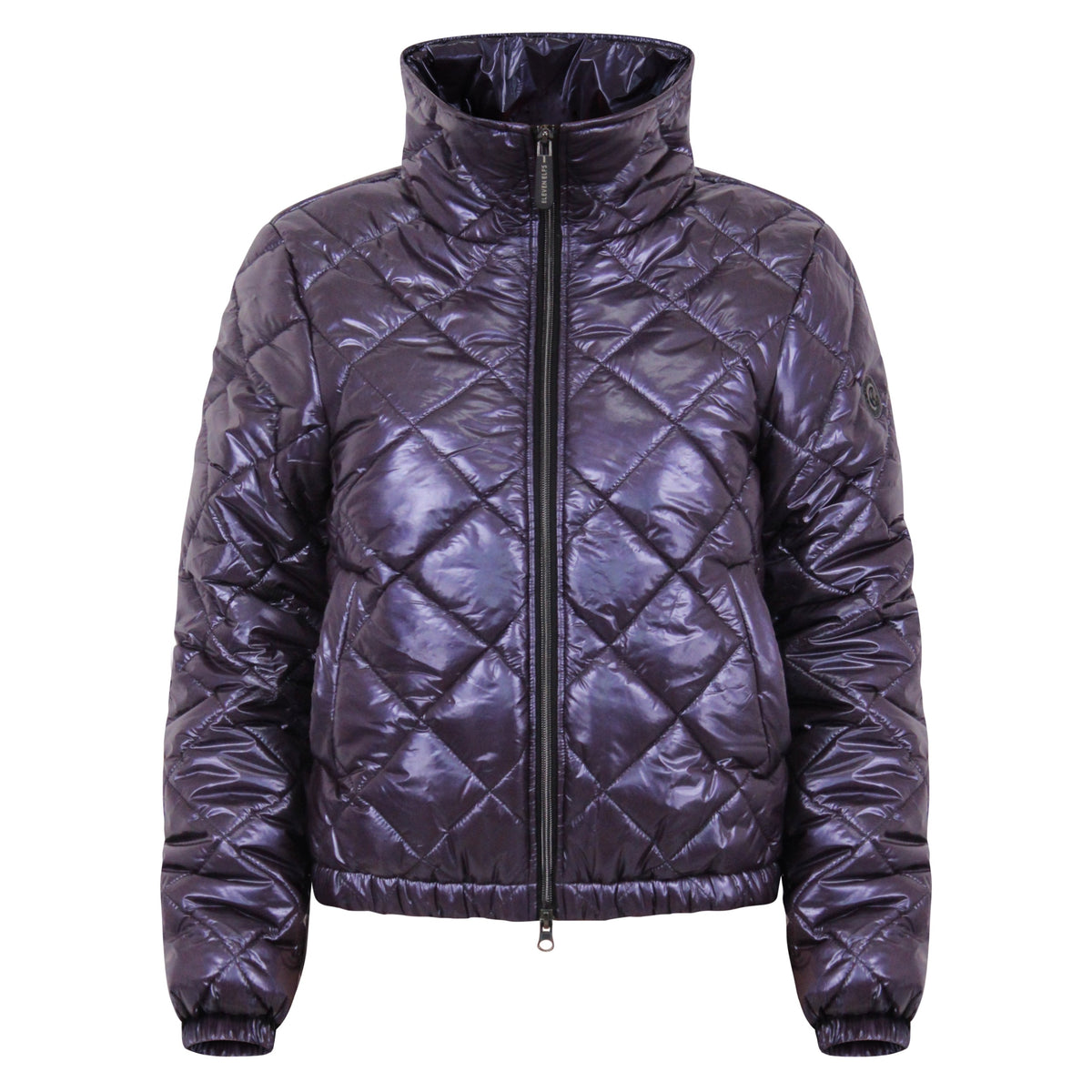 Quilted purple jacket on a white background