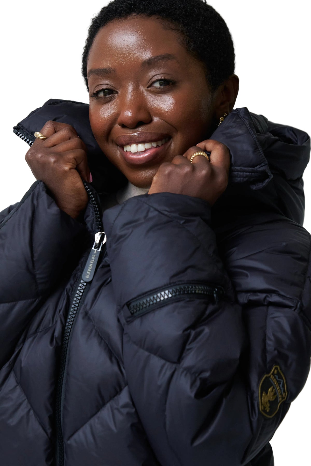Zoe Down Bomber Jacket | Black 2