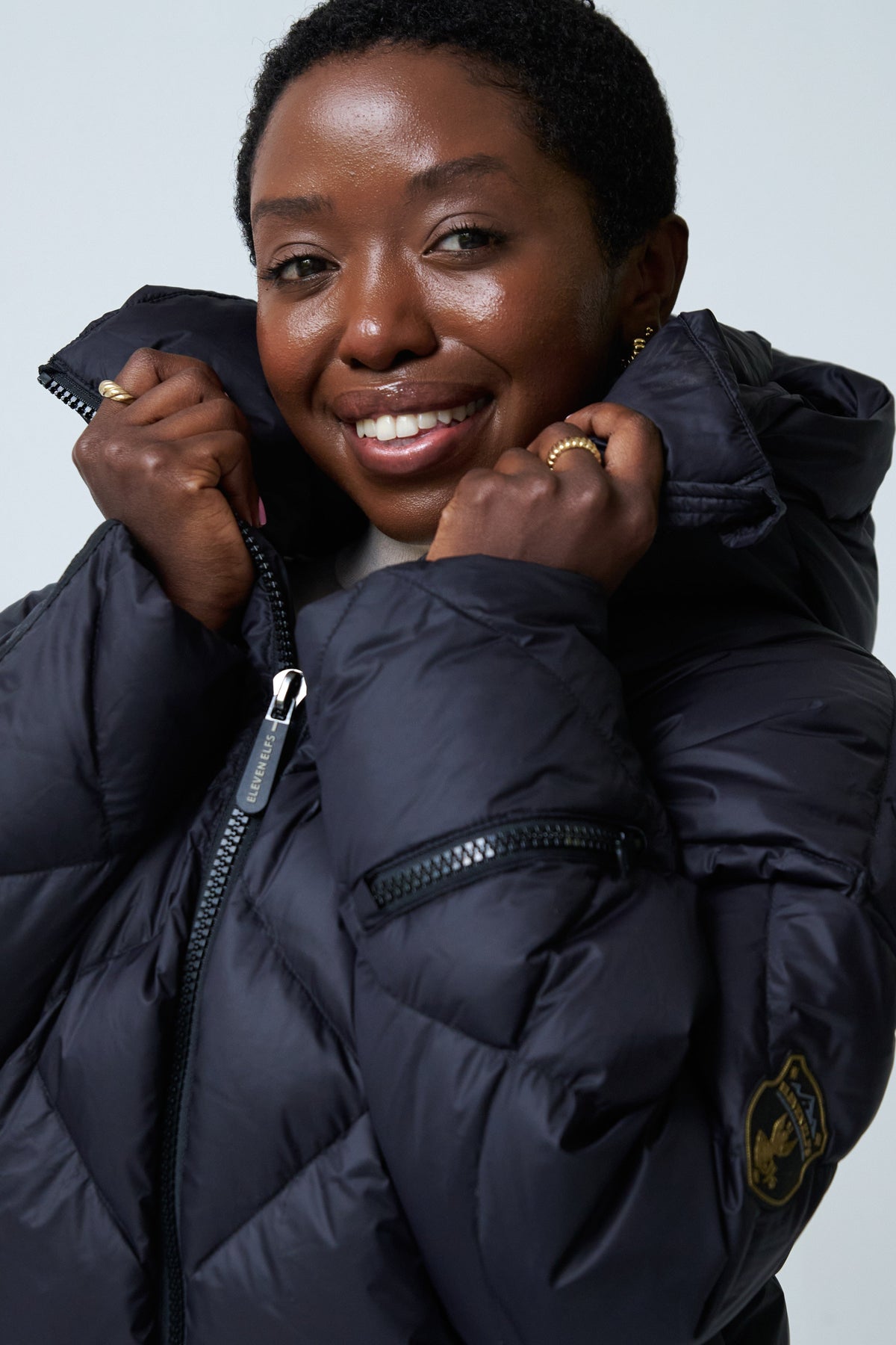 Zoe Down Bomber Jacket | Black 2
