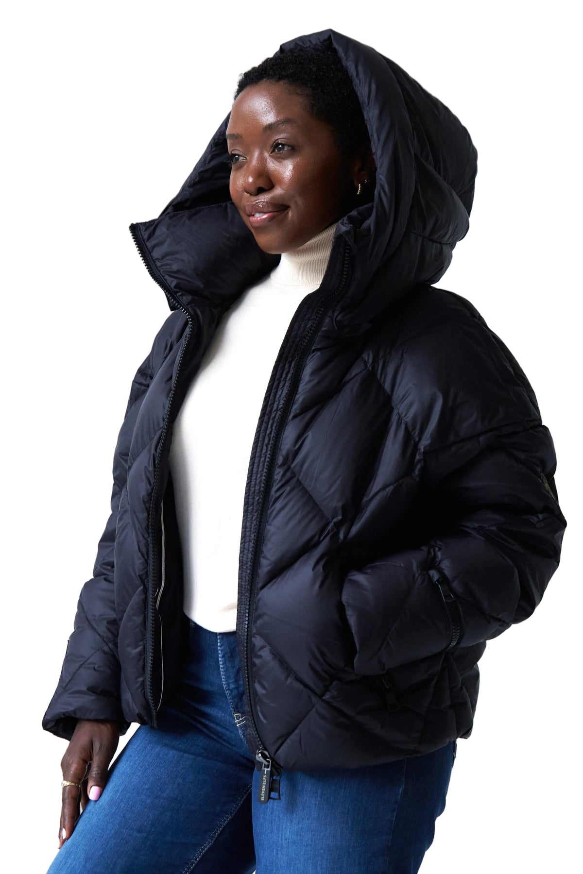 Zoe Down Bomber Jacket | Black 4