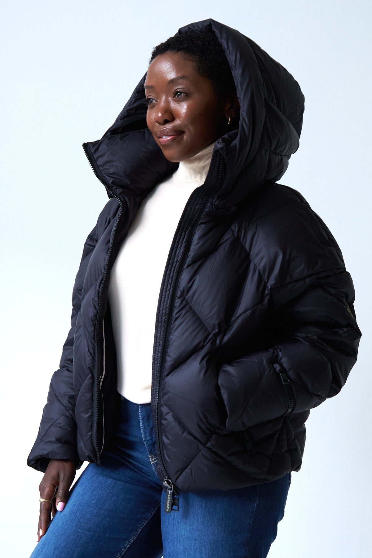 Zoe Down Bomber Jacket | Black 4