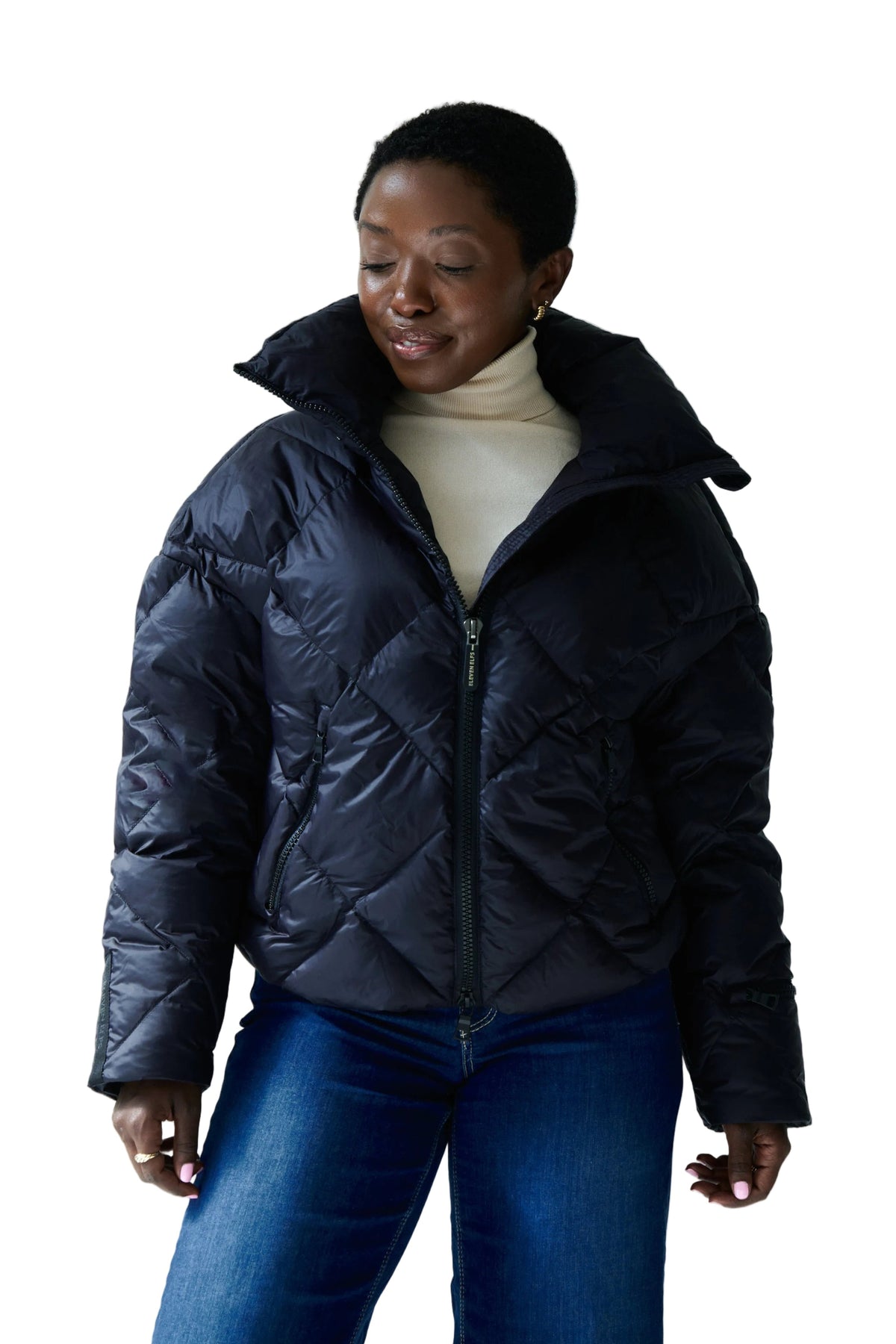 Zoe Down Bomber Jacket | Black 6