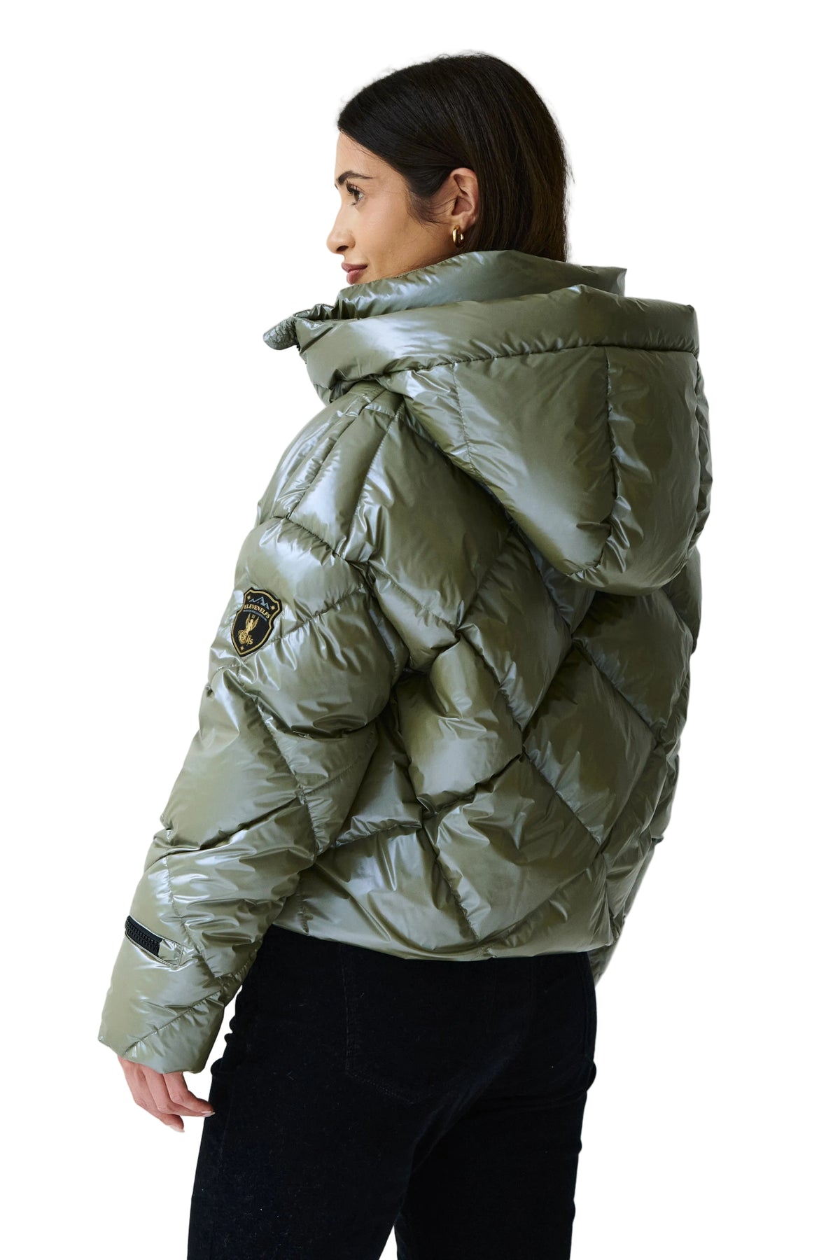 Zoe Down Bomber Jacket | Olive 3