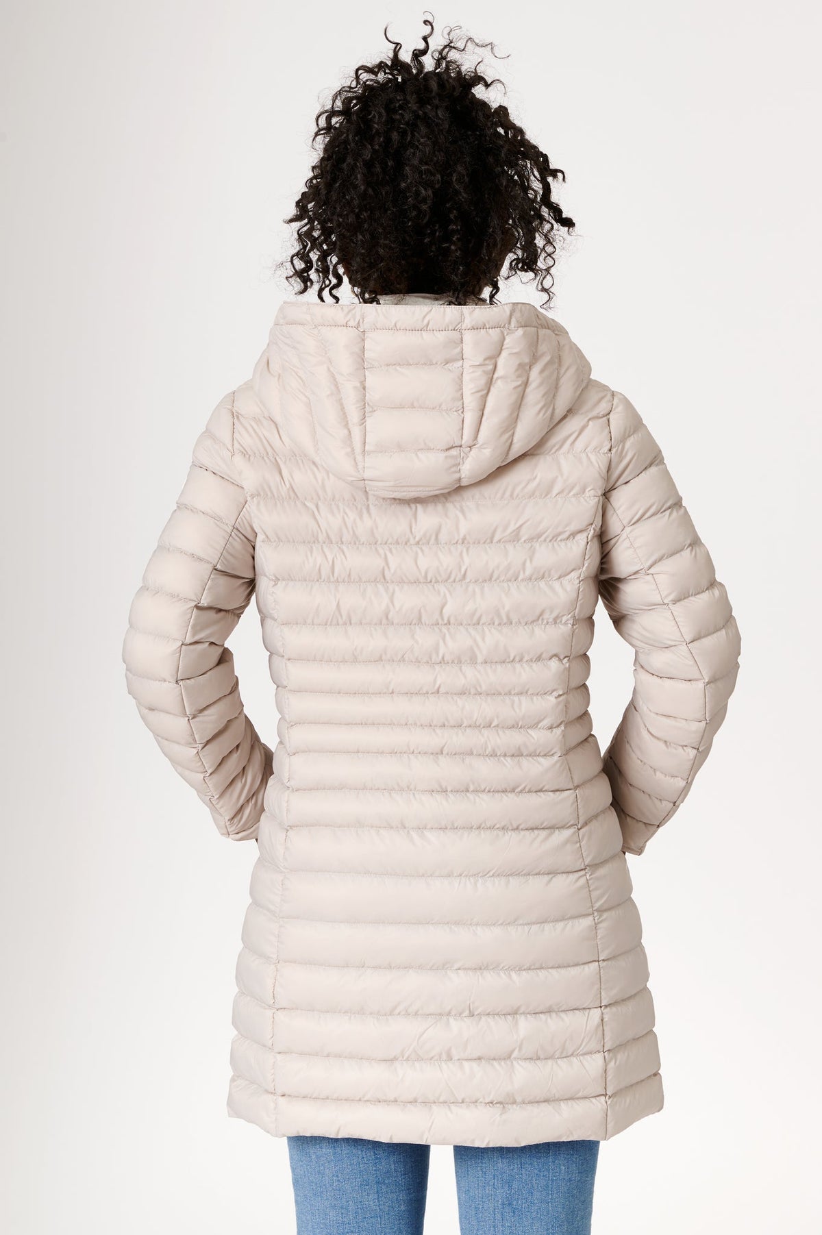 Julie Vegan Down Coat | Linen & Off White 4