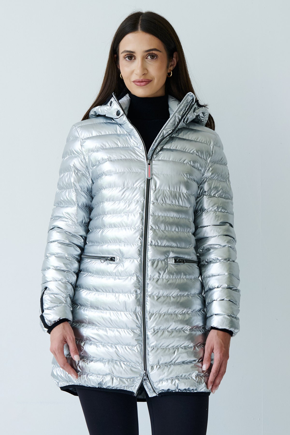 Shannon Vegan Down Jacket | Metallic Silver
