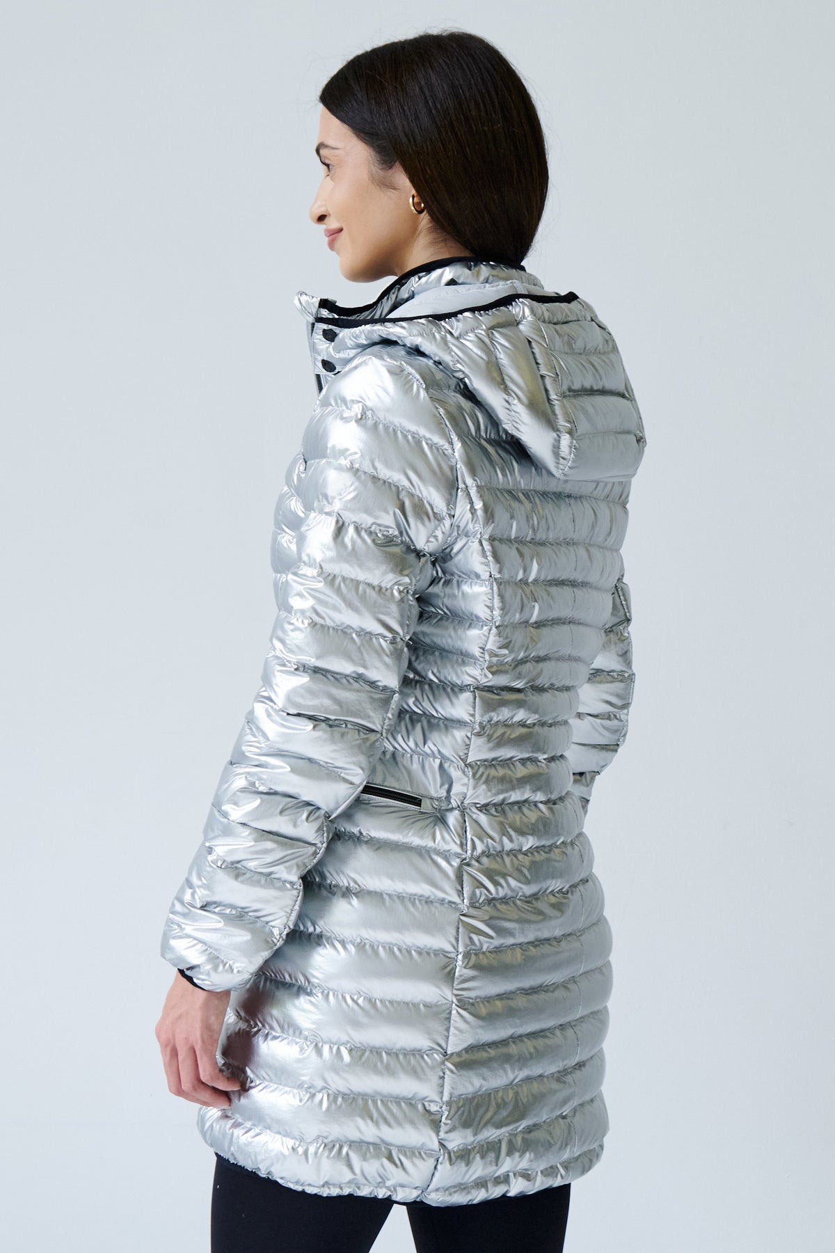 Shannon Vegan Down Jacket | Metallic Silver 4