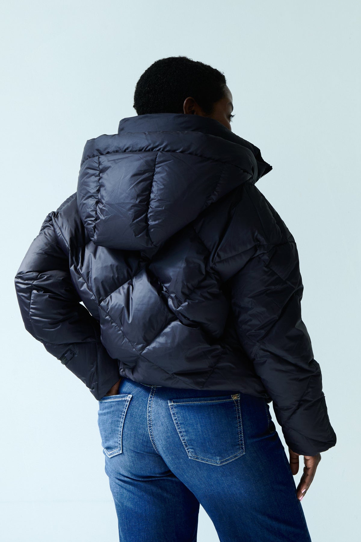 Zoe Down Bomber Jacket | Black 5